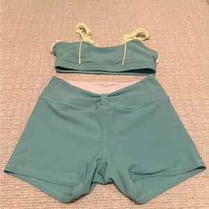 Adult Small Honey Cut Dance Wear - Sage and pastel Yellow Set - great condition